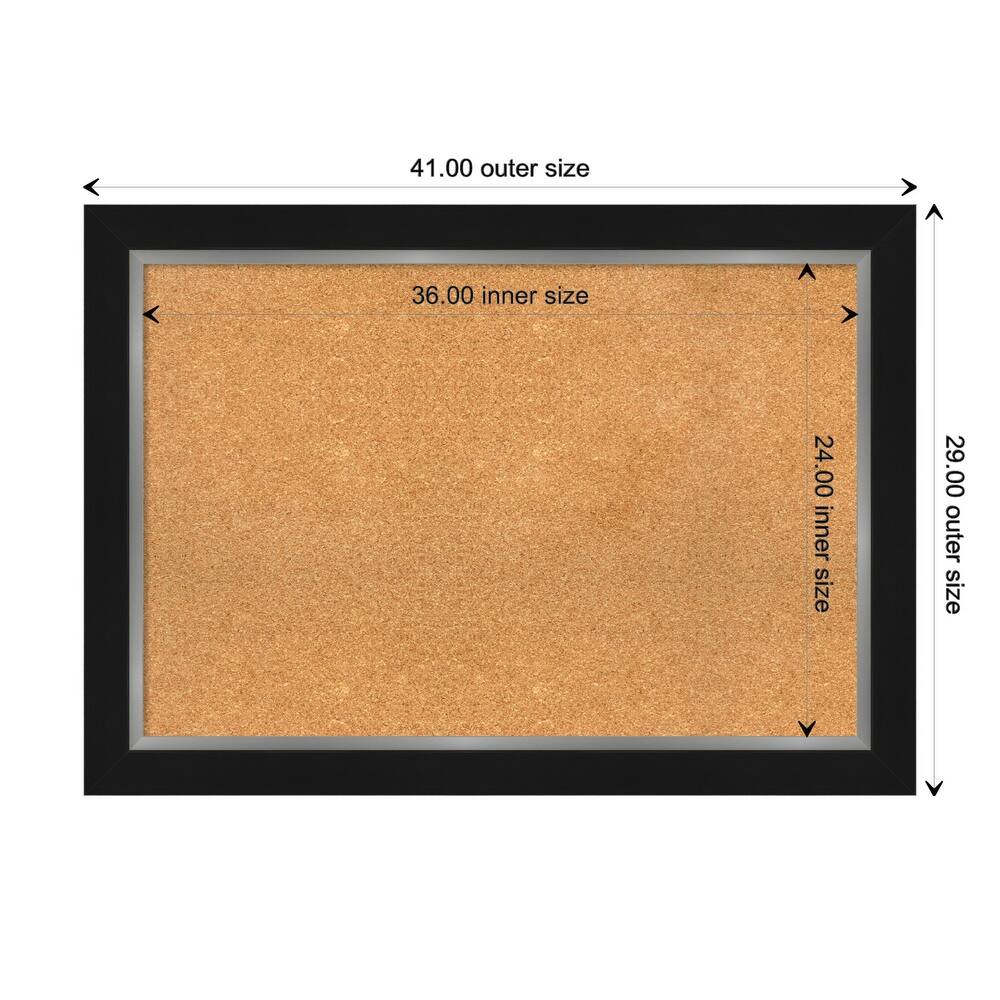 Eva Black Silver Framed Natural Corkboard Bulletin Board