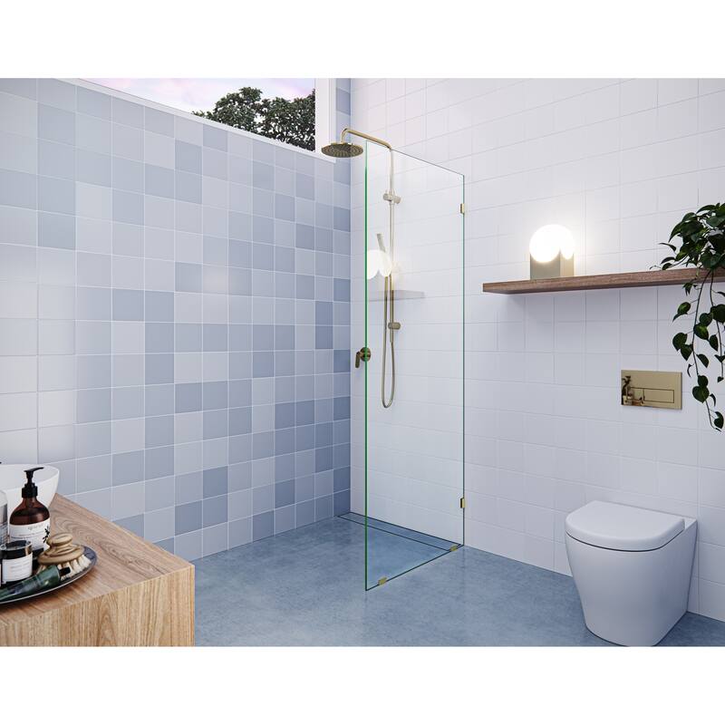 Vela 28.5 in. x 78 in. Fully Frameless Glass Shower Panel - Single Fixed Panel