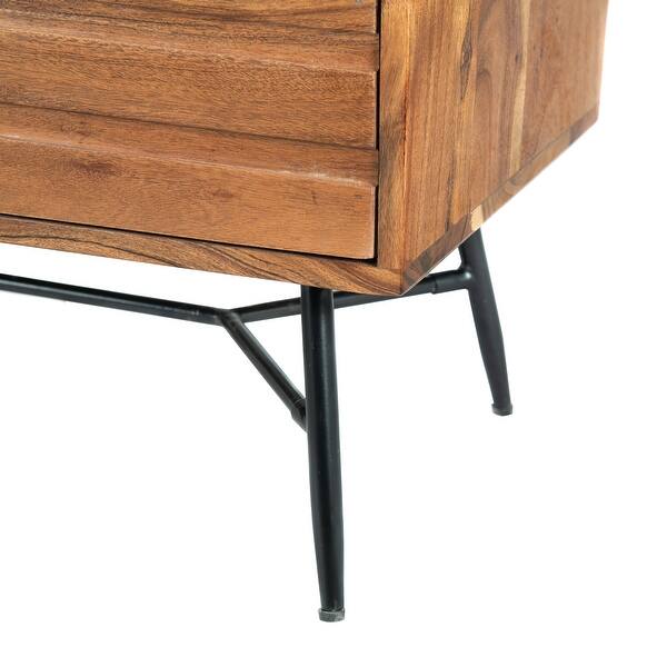 Shop 2 Drawer Wooden Nightstand With Metal Angled Legs Black And Brown On Sale Overstock 29172756