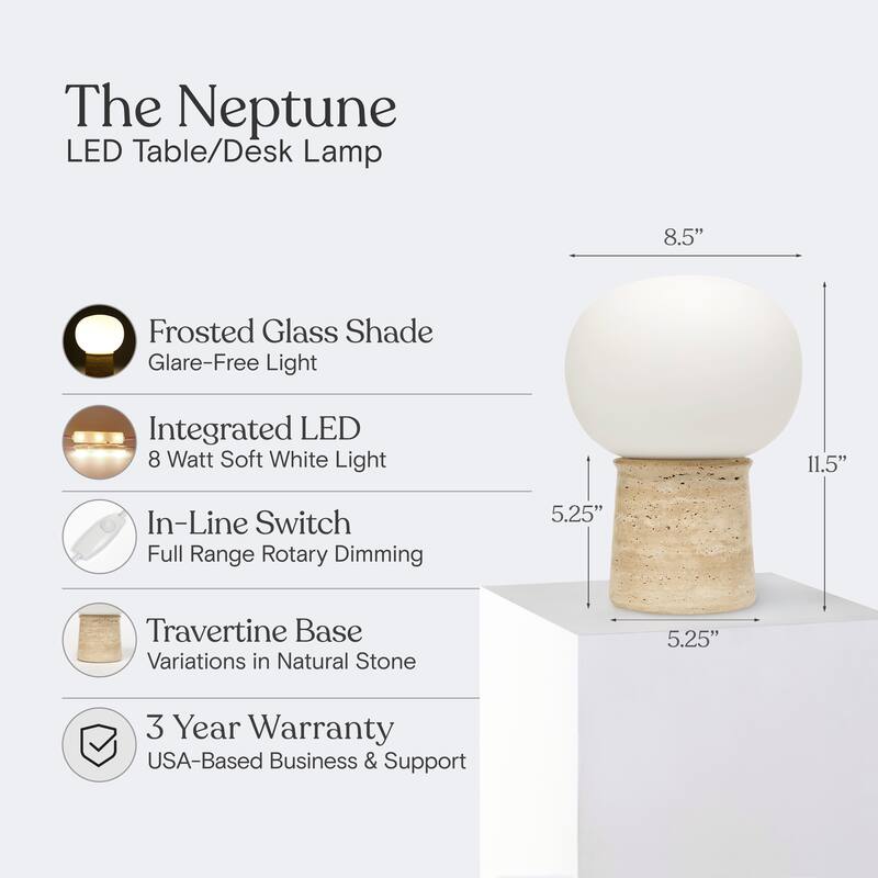 Brightech Neptune 12 in. Mid-Century Modern Gradient Dimmable Integrated LED Bedside Table Lamp