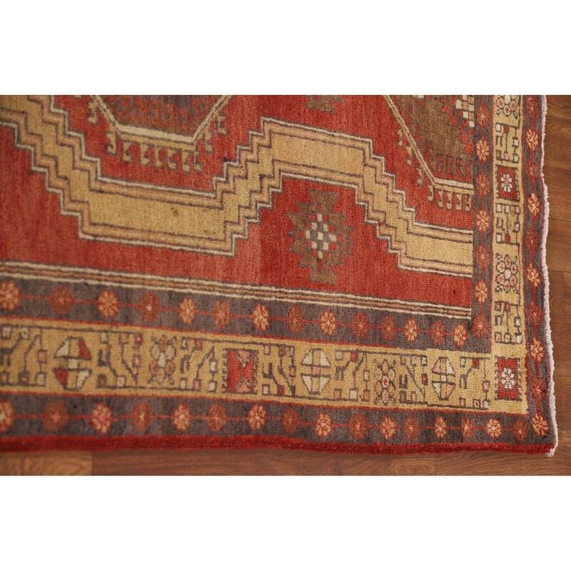 Vegetable Dye Ardebil Persian Runner Rug Hand-knotted Wool Carpet - 3'3"x 12'8"