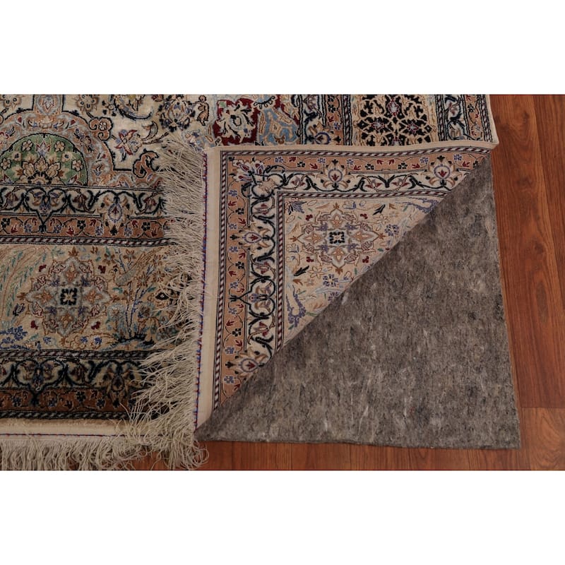 Handmade Silk Nain Persian Area Rug Oriental Carpet - 7'5"x 10'9"