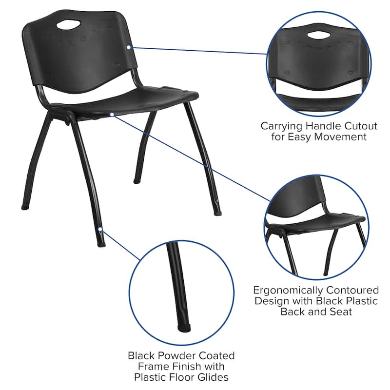 880 lb. Capacity Industrial Plastic Stack Chair with Carrying Handle