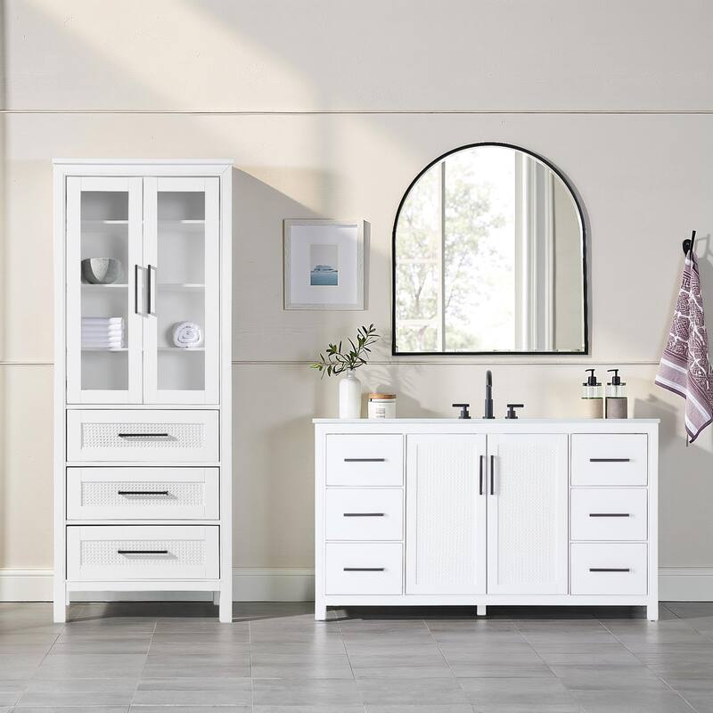 Winslow 16-28 Inch Bath Storage Glass Cabinet