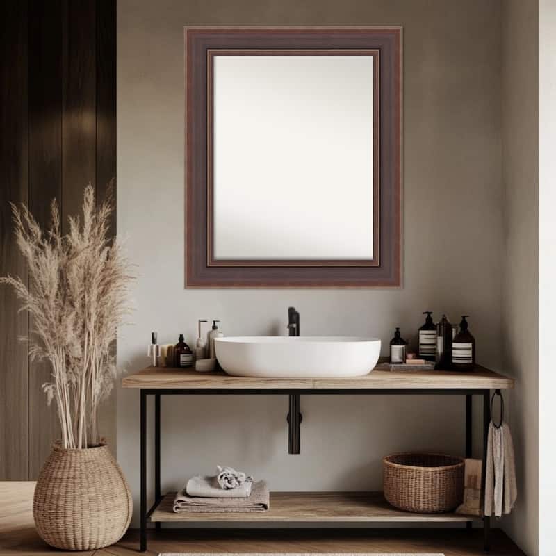 Moab Brown Bronze Non-Beveled Framed Bathroom Vanity Wall Mirror - Moab Brown Bronze