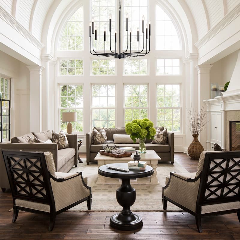12-Light W32.08" x H70.07" Rustic Candle Chandelier for Dining Room Bedroom