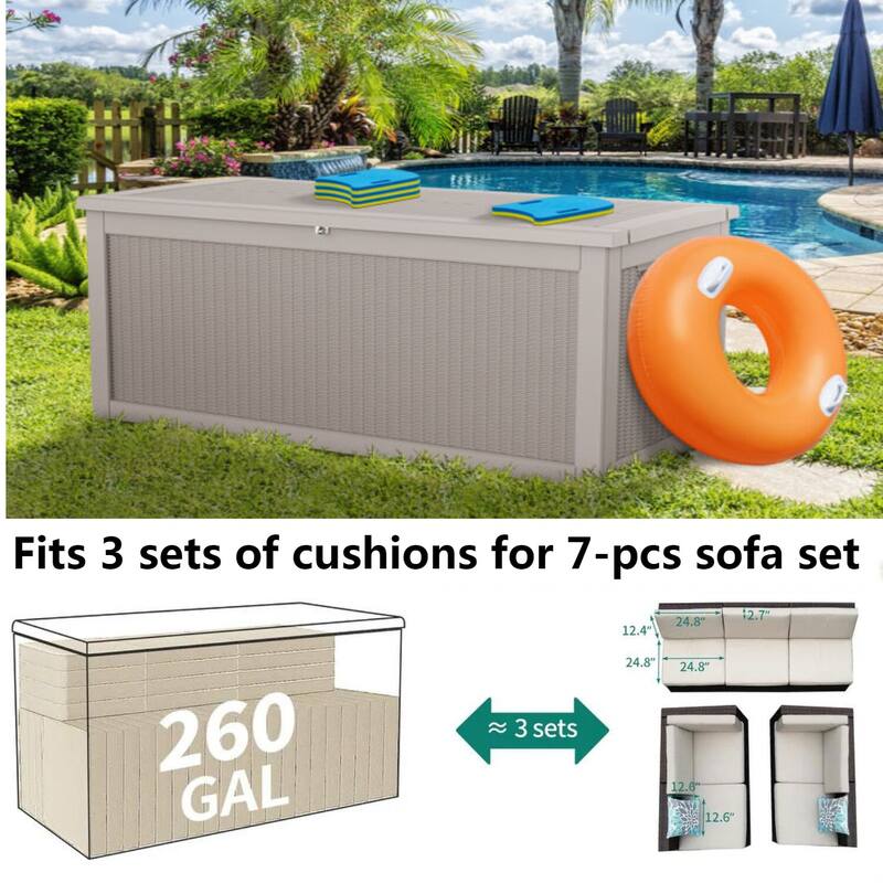 260 Gallon Large Resin Waterproof Outdoor Storage Box
