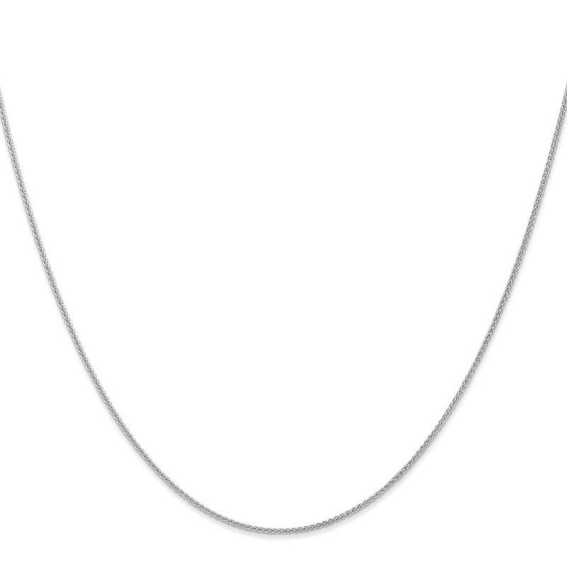 Curata 10k White Gold Solid 1.0mm Polished Wheat Chain Necklace (Lobster) Options: 16 18 20 24