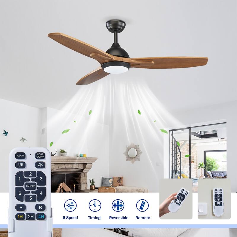 52 in. Indoor/Outdoor Brown Retro 5-Palm Leaf Shaped Blades Tropical Ceiling Fan without Light