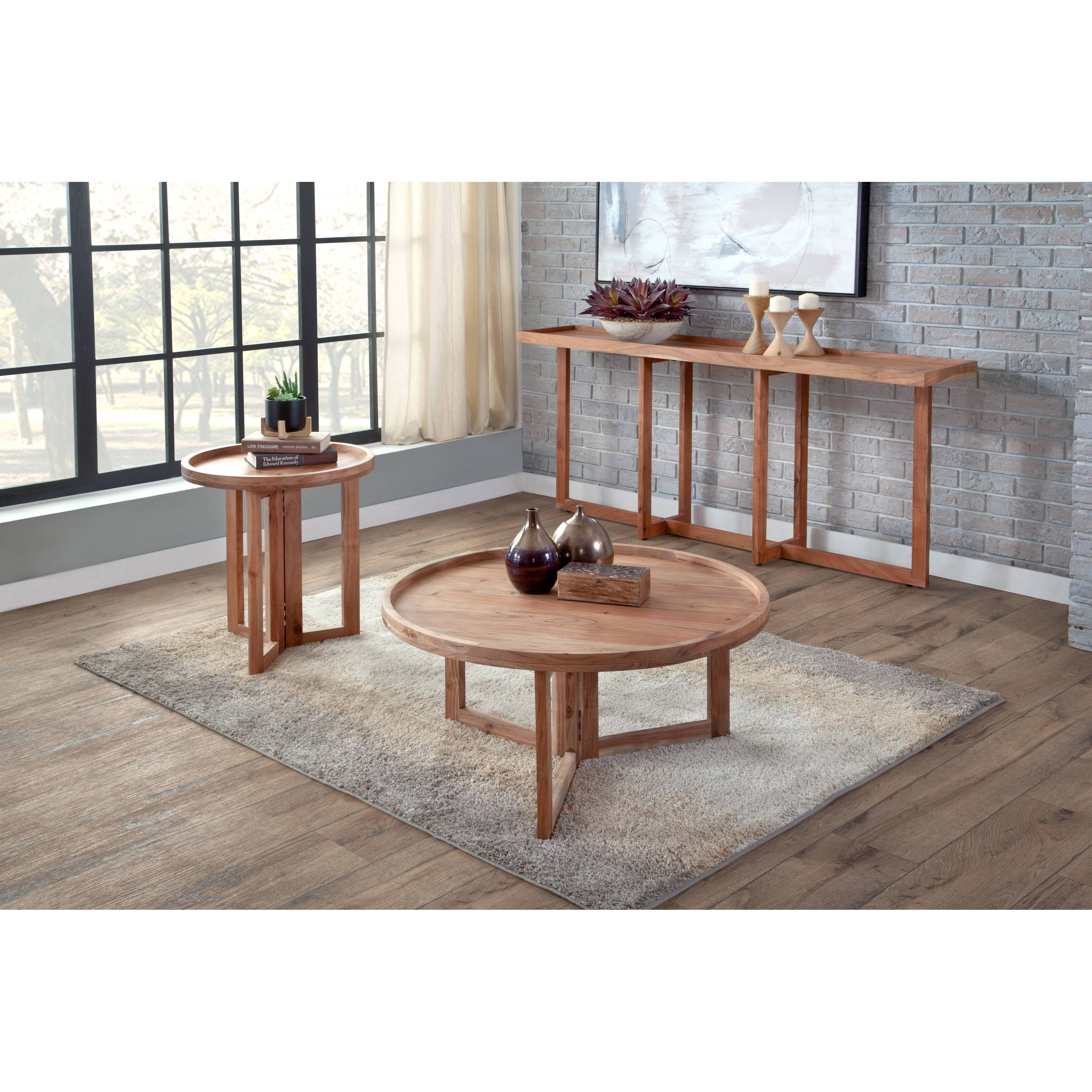 Naples Natural Acacia Solid Wood Round Tray Top Coffee Table On Sale Bed Bath & Beyond