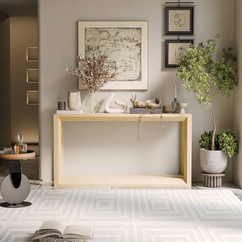 Behind Couch Table with Ample Storage for Entryway & Living Room - Imitative Oak