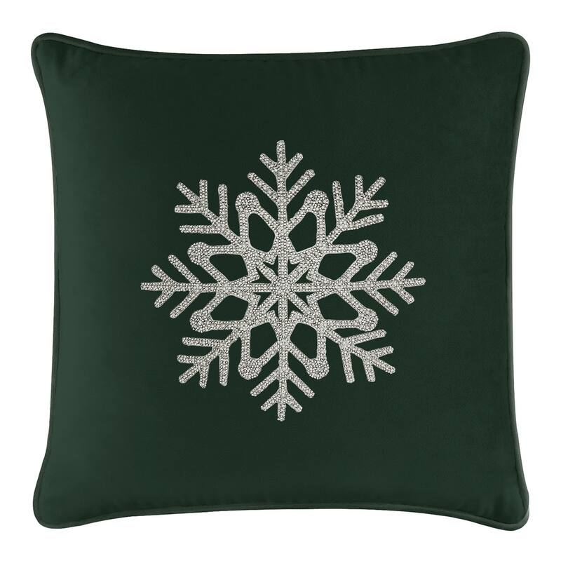 Sparkles Home Rhinestone Snowflake Pillow - Emerald - 20 x 20