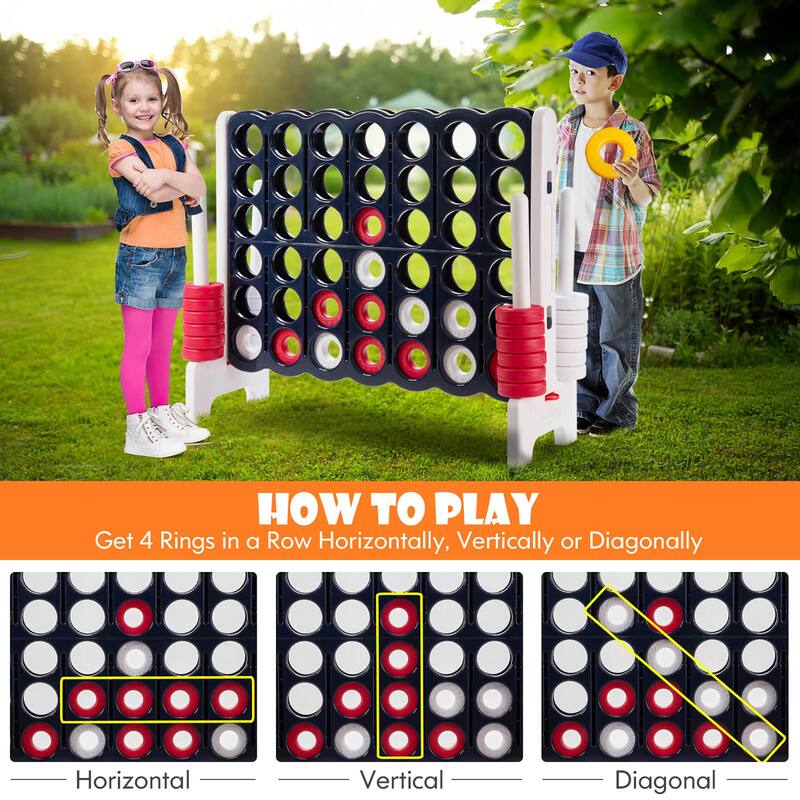 Gymax 4 in A Row Jumbo 4-to-Score Game Set Kids Adults w/ 42 Jumbo