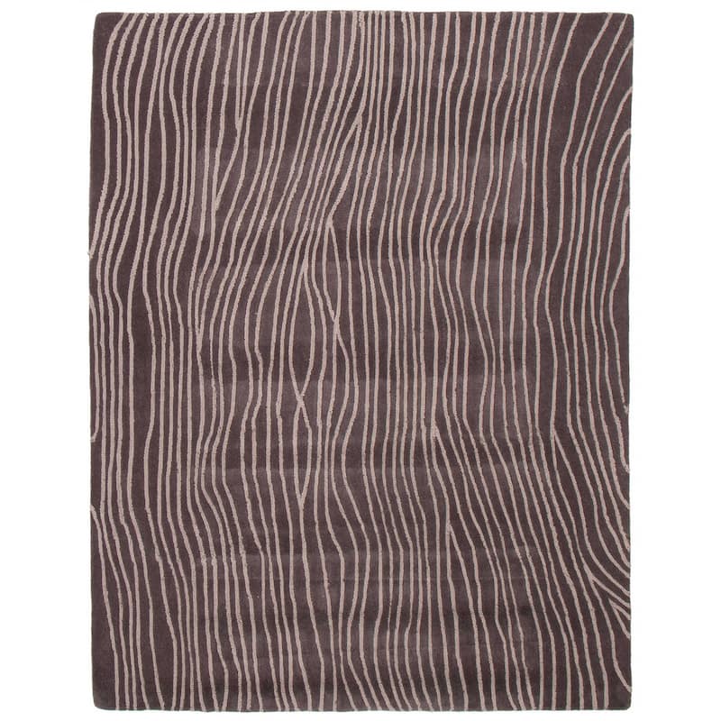 ECARPETGALLERY Hand Tufted Timeless Grey Wool Rug - 6'7 x 8'6 - Dark Grey - 6'7 x 8'6
