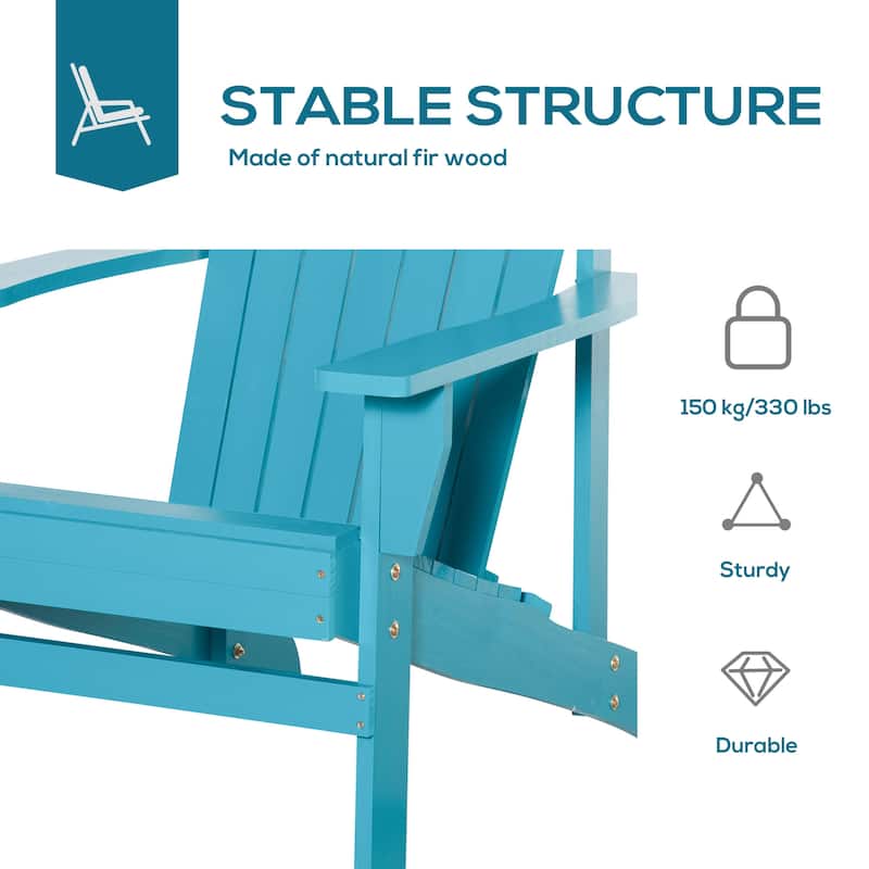 Outsunny Oversized Fir Wood Adirondack Chair with Cup Holder