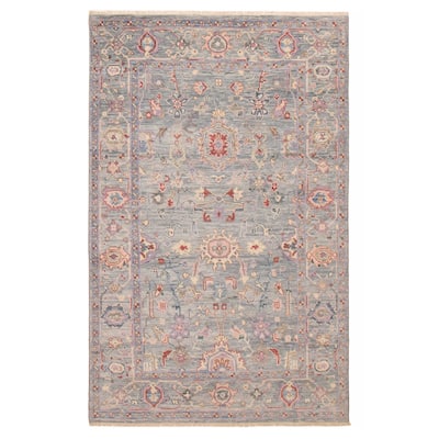 ECARPETGALLERY Hand-knotted Modern Oushak Light Denim Blue Wool Rug - 5' 11" x 9' 5"