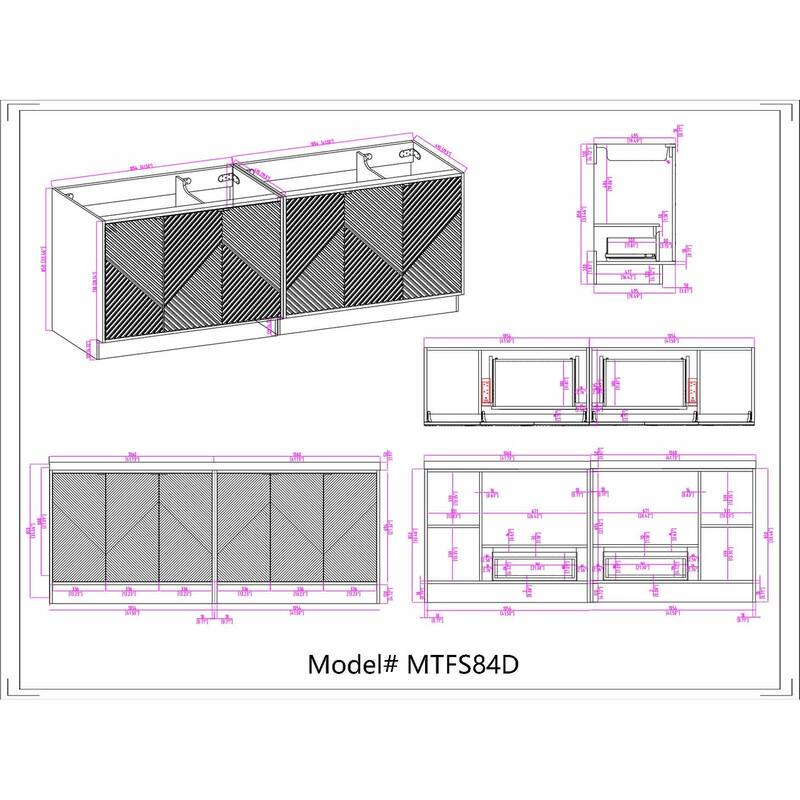 Milano 84" Freestanding Bathroom Vanity with Double Black Acrylic Sink