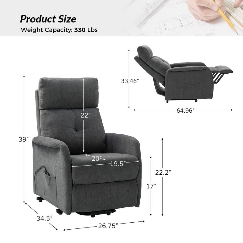 Elisa Power Remote Lift Assist Recliner Set Of 2 with Metal Base