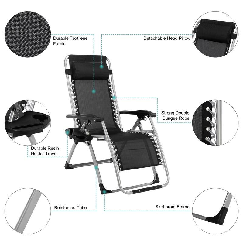 Patio Single Folding Zero Gravity Chair with Cushions