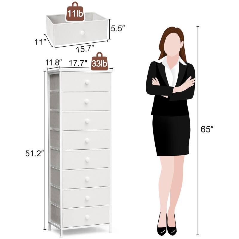 8 Drawers Chest Storage Tower Organizer Unit for Bedroom