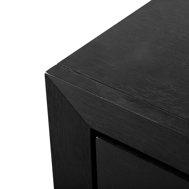 Furniture of America Alaric Modern Black Solid Wood 3-Piece Bed and 2 Nightstand Bedroom Set With LED Headboard