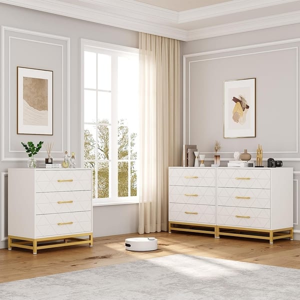 3 Drawer Dresser Wooden Bedside Storage Bedroom Triple Dresser Bedside  Dresser - Bed Bath & Beyond - 42935287