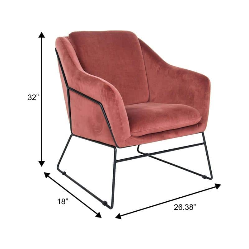 Harmony Mid-Century Velvet Upholstered Accent Arm Chair with Metal Frame & Plush Cushion for Home Office, Living Room, & Bedroom