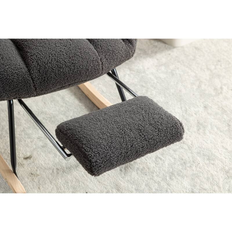 Teddy Fabric Rocking Chair with Adjustable Footrest