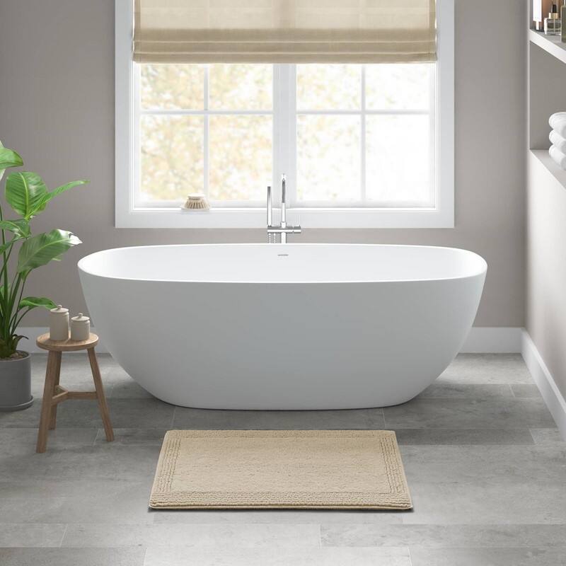 1 PCS 17x24" Cotton Tufted 3000 GSM Reversible Bath Rug White