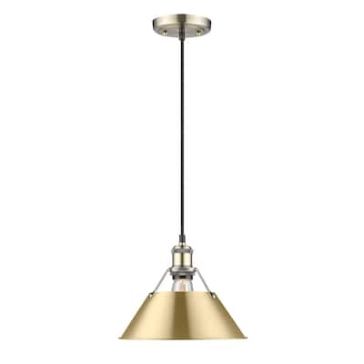 Orwell 10" Wide Medium Pendant in Aged Brass with Brushed Champagne Bronze - Gold