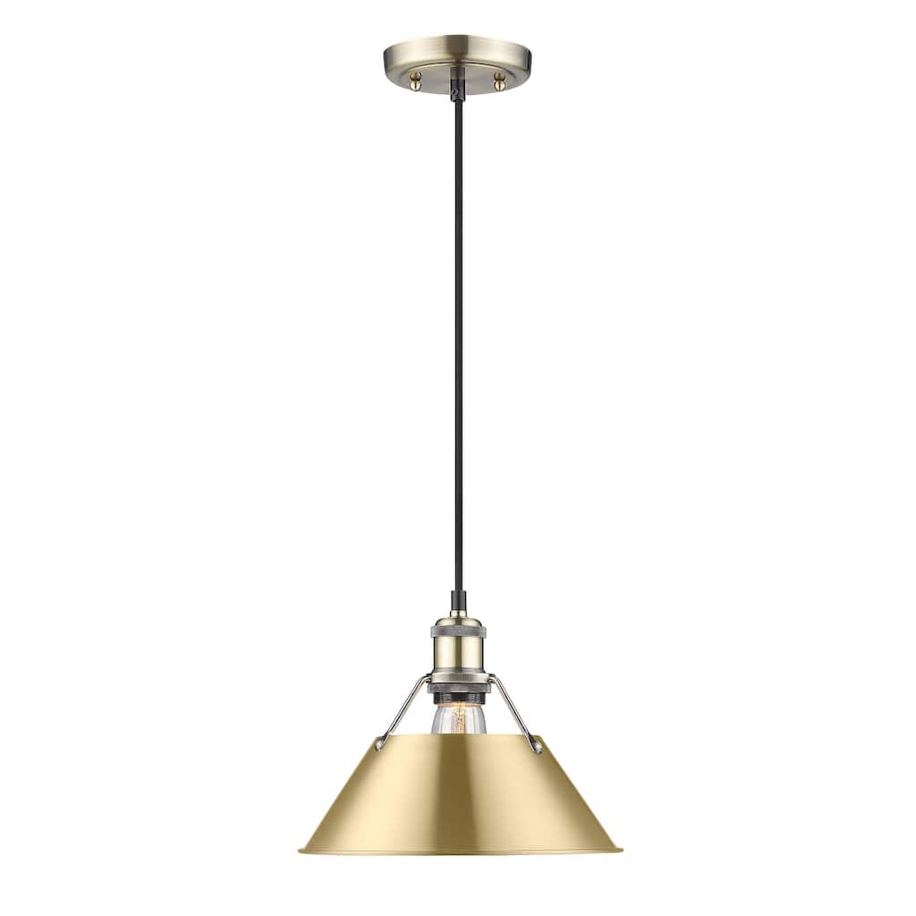 Orwell 10" Wide Medium Pendant in Aged Brass with Brushed Champagne Bronze - Gold