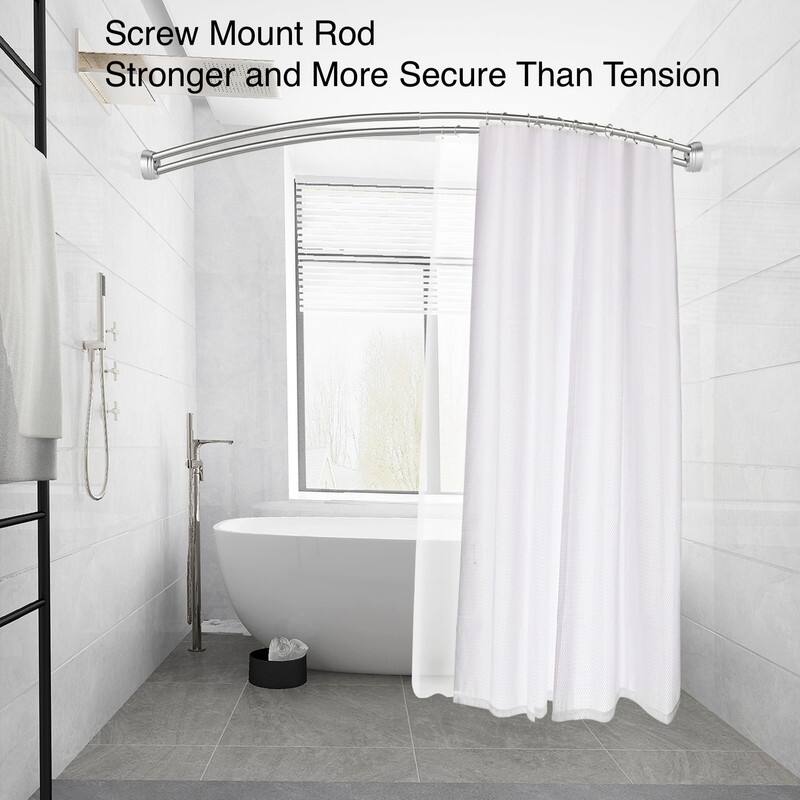 Utopia Alley Rustproof Wall Mounted Aluminum Double Curved Shower Curtain Rod, Screw Mount Rod, Adjustable Rod from 45" to 72"