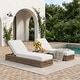 preview thumbnail 5 of 112, Patio Recline Chairs Adjustable Chaise Lounge with Cushions (Set of 2) Brown Frame - White