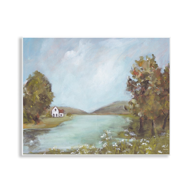 Stupell Distant Cottage Across River Wall Plaque Art Design By Amanda Hilburn - 14 x 11