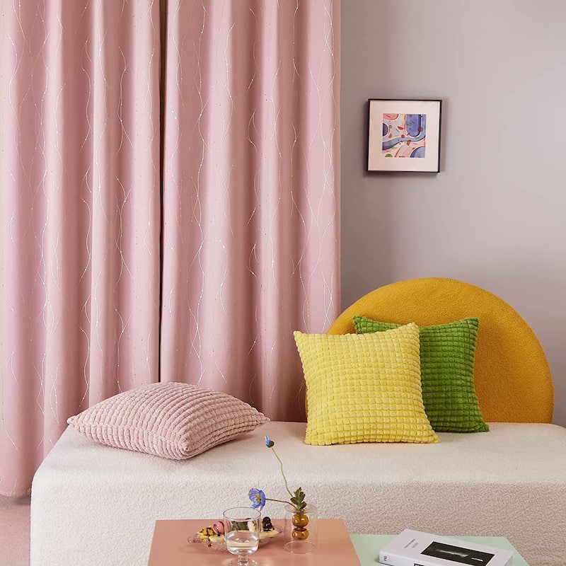 Deconovo Colorful Silver Line and Dots Curtains 38 Width(2 Panel)