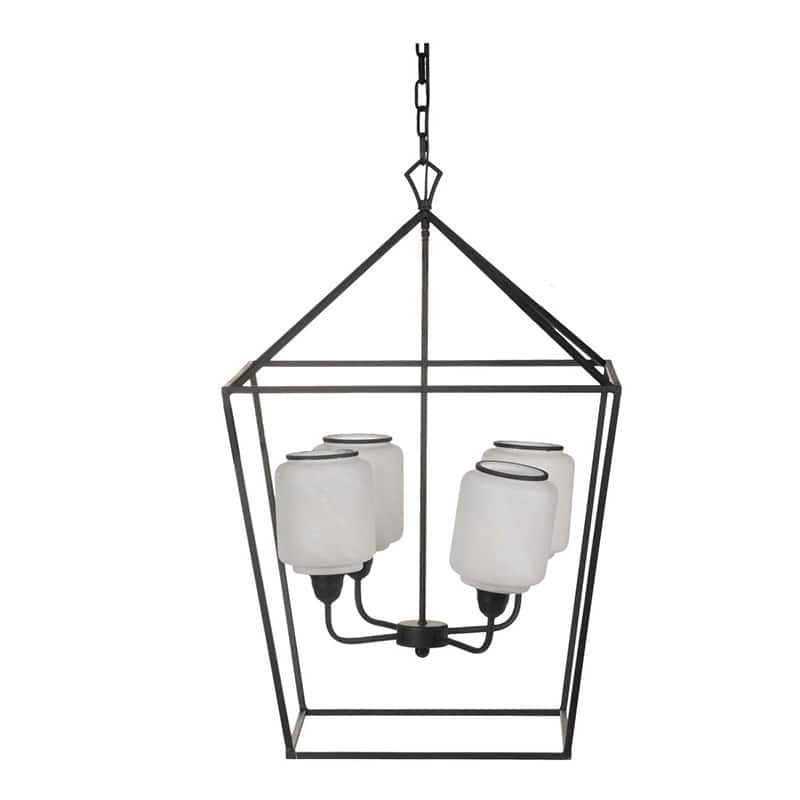 21.7x21.7x33.5 " Iron Chandelier, Sleek Industrial Style Hanging Light Fixture, Bulb Not Included
