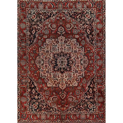 Medallion Bakhtiari Persian Vintage Rug Handmade Wool Carpet - 6'8" x 9'9"