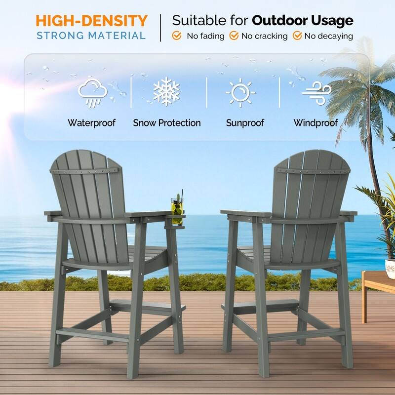 HDPE Adirondack Bar Stools with Cup Holder