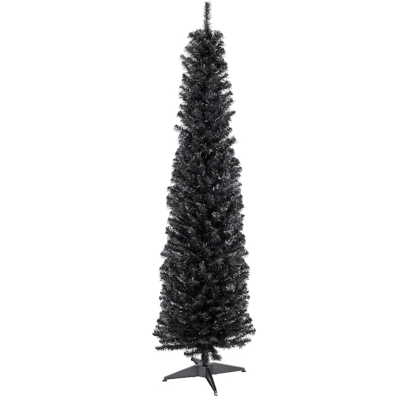 6' Charcoal Brown Iridescent Slim Artificial Tinsel Halloween Tree - 3-to-6-feet