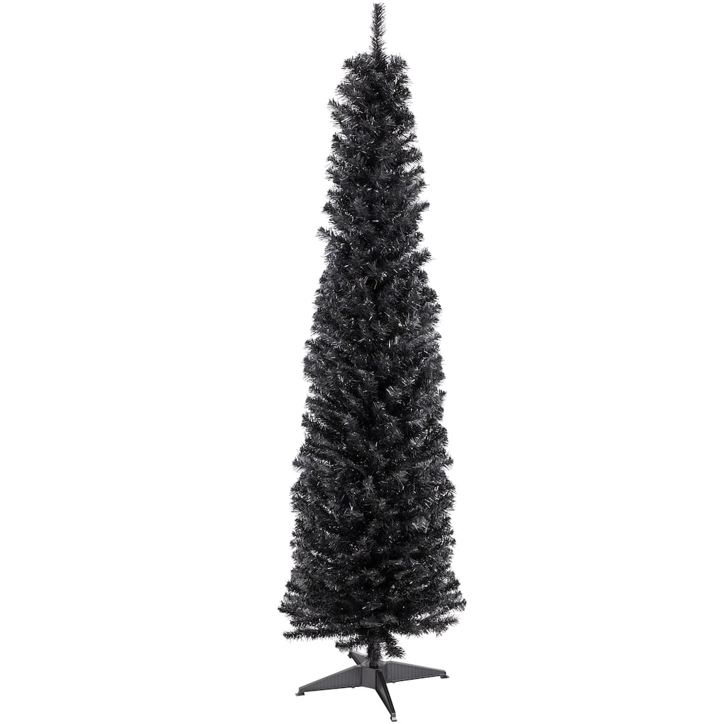 6' Charcoal Brown Iridescent Slim Artificial Tinsel Halloween Tree - 3-to-6-feet