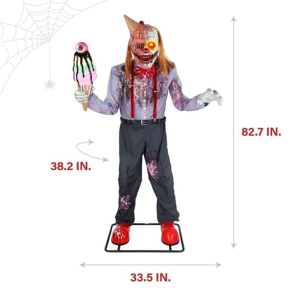Haunted Hill Farm Haunted Hill Farm 6.9 ft. Motion-Activated I Scream Clown Halloween Animatronic by Tekky - Multi