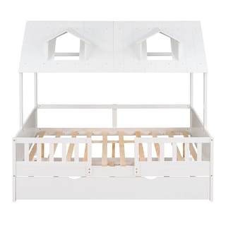 Full House Bed with Trundle - Safety-Enhanced Wood Design