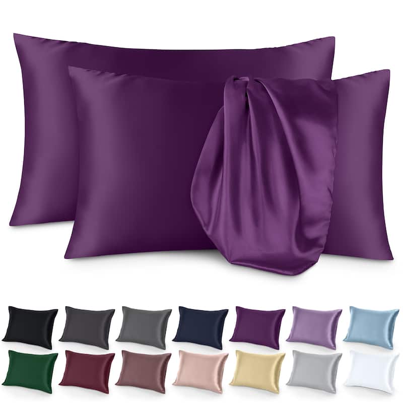 Bare Home Poly Satin Pillowcase Set for Hair and Skin (Set of 2)