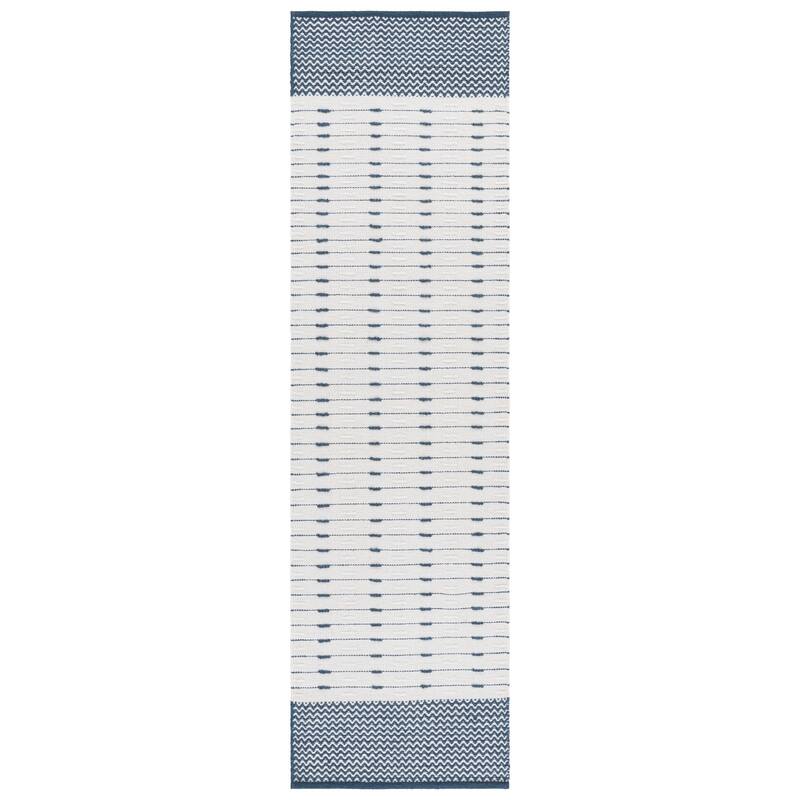 Martha Stewart by SAFAVIEH Handmade Inabat Wool Rug - Navy/Ivory - 2'3" x 9' Runner