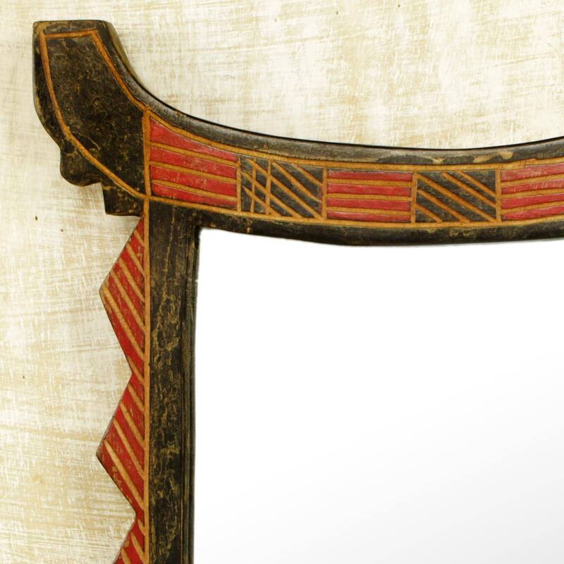 Handmade Ghanaian Throne Wood wall mirror (Ghana) Bed Bath & Beyond