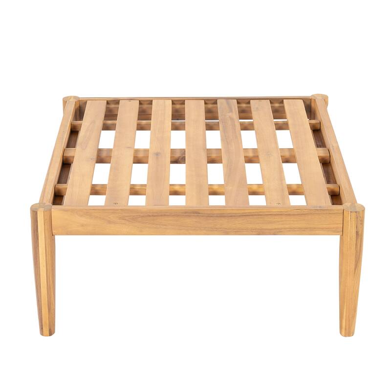 Christopher Knight Home - Terassi Outdoor 27.55" Acacia Wood Ottoman with Wide Padded Cushion for Relaxation