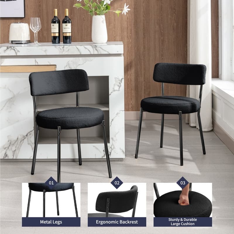 Mixoy 20"Counter Height Bar Stools,Modern Teddy Fleece Bar Stools,Velvet Dinning Chair with Metal Legs for Kitchen Island