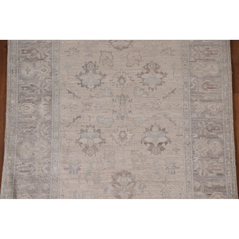 Hand Knotted Oriental 100% Wool Carpet Transitional All-Over Brown Oushak Area Rug - 6' 1'' X 4' 0''