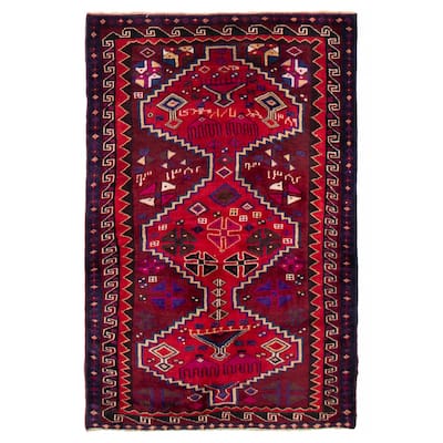 ECARPETGALLERY Hand-knotted Melis Vintage Burgundy, Red Wool Rug - 4'9 x 7'3
