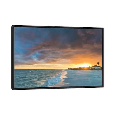 iCanvas "Sunset clouds over the Gulf of Mexico on Sanibel Island in Florida, USA" by Chuck Haney Framed Canvas Print